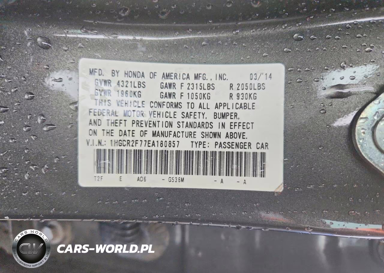 2014 Honda Accord Ex VIN:1HGCR2F77EA180857 - 12
