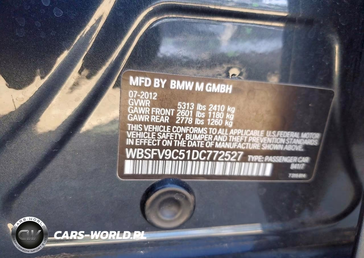 2013 BMW M5 VIN:WBSFV9C51DC772527 - 12