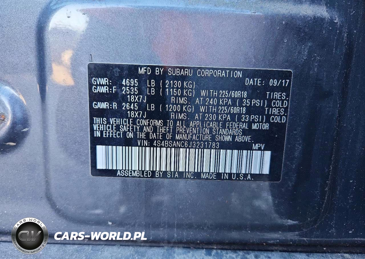 2018 Subaru Outback 2.5I Limited VIN:4S4BSANC6J3231783 - 13