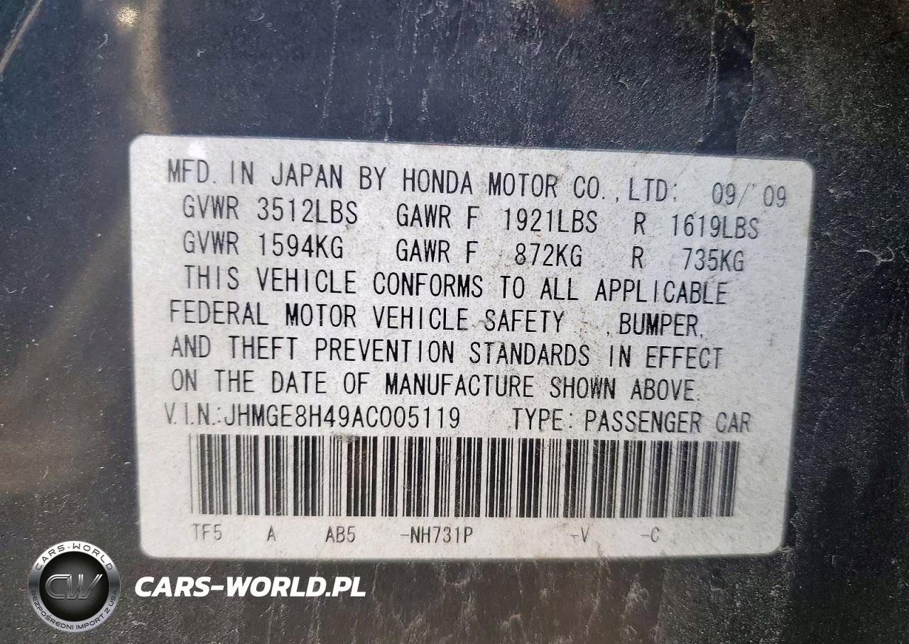 2010 Honda Fit Sport VIN:JHMGE8H49AC005119 - 12