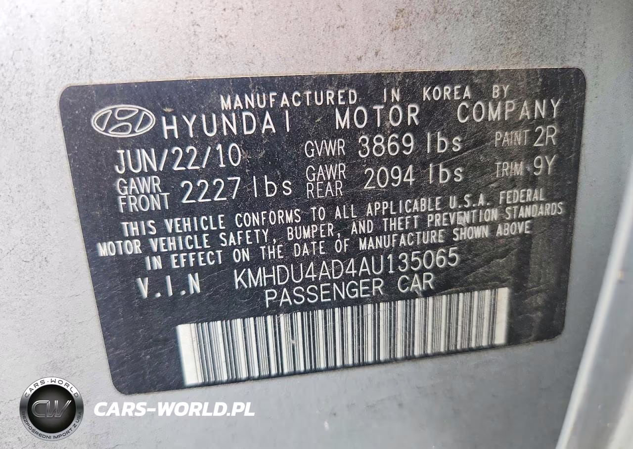 2010 Hyundai Elantra Gls VIN:KMHDU4AD4AU135065 - 12