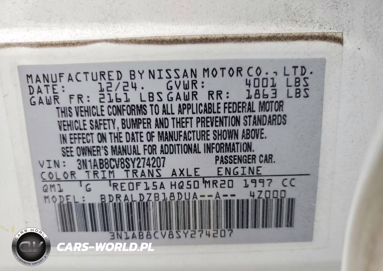 2025 Nissan Sentra Sv VIN:3N1AB8CV8SY274207 - 12