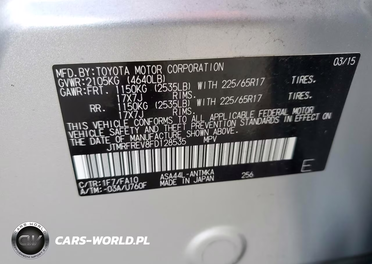 2015 Toyota Rav4 Xle VIN:JTMRFREV8FD128535 - 13