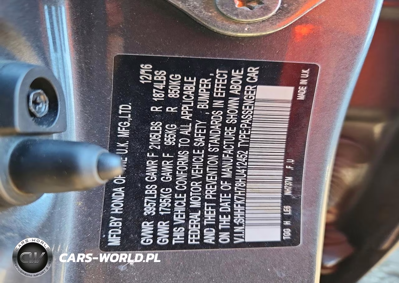 2017 HONDA CIVIC EX-L VIN:SHHFK7H78HU412452 - 13