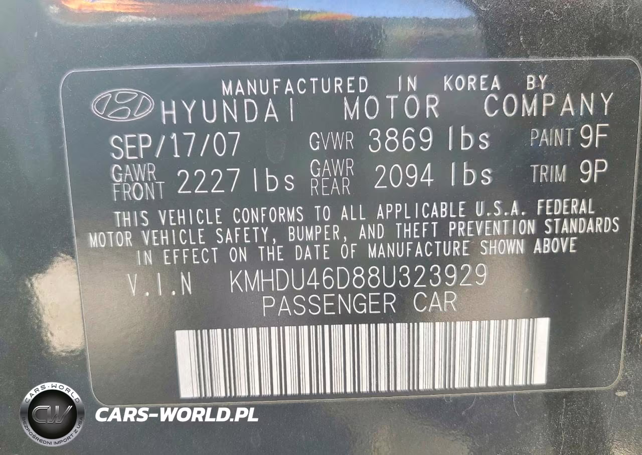 2008 Hyundai Elantra Gls VIN:KMHDU46D88U323929 - 12