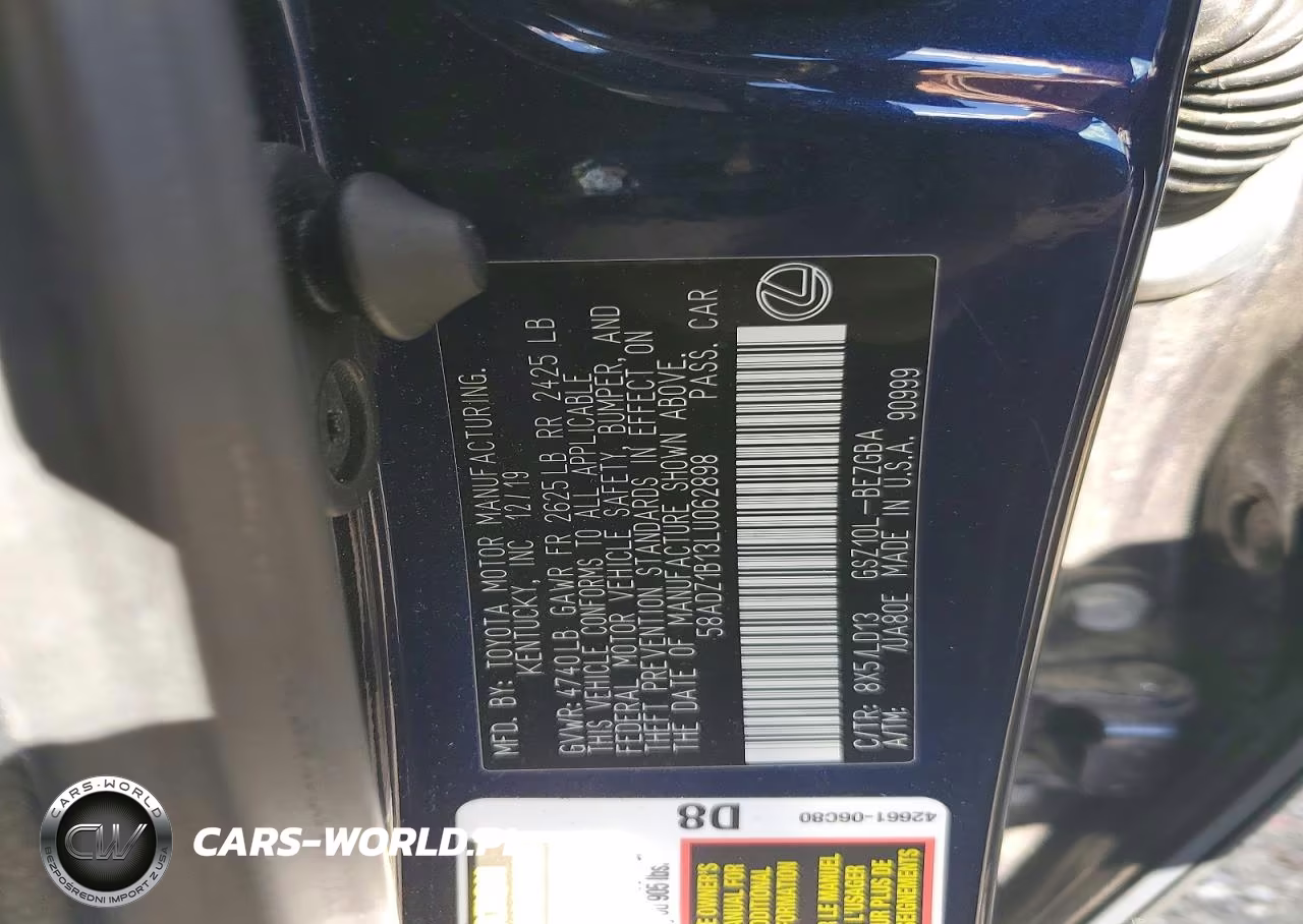 2020 Lexus Es 350 VIN:58ADZ1B13LU062898 - 12