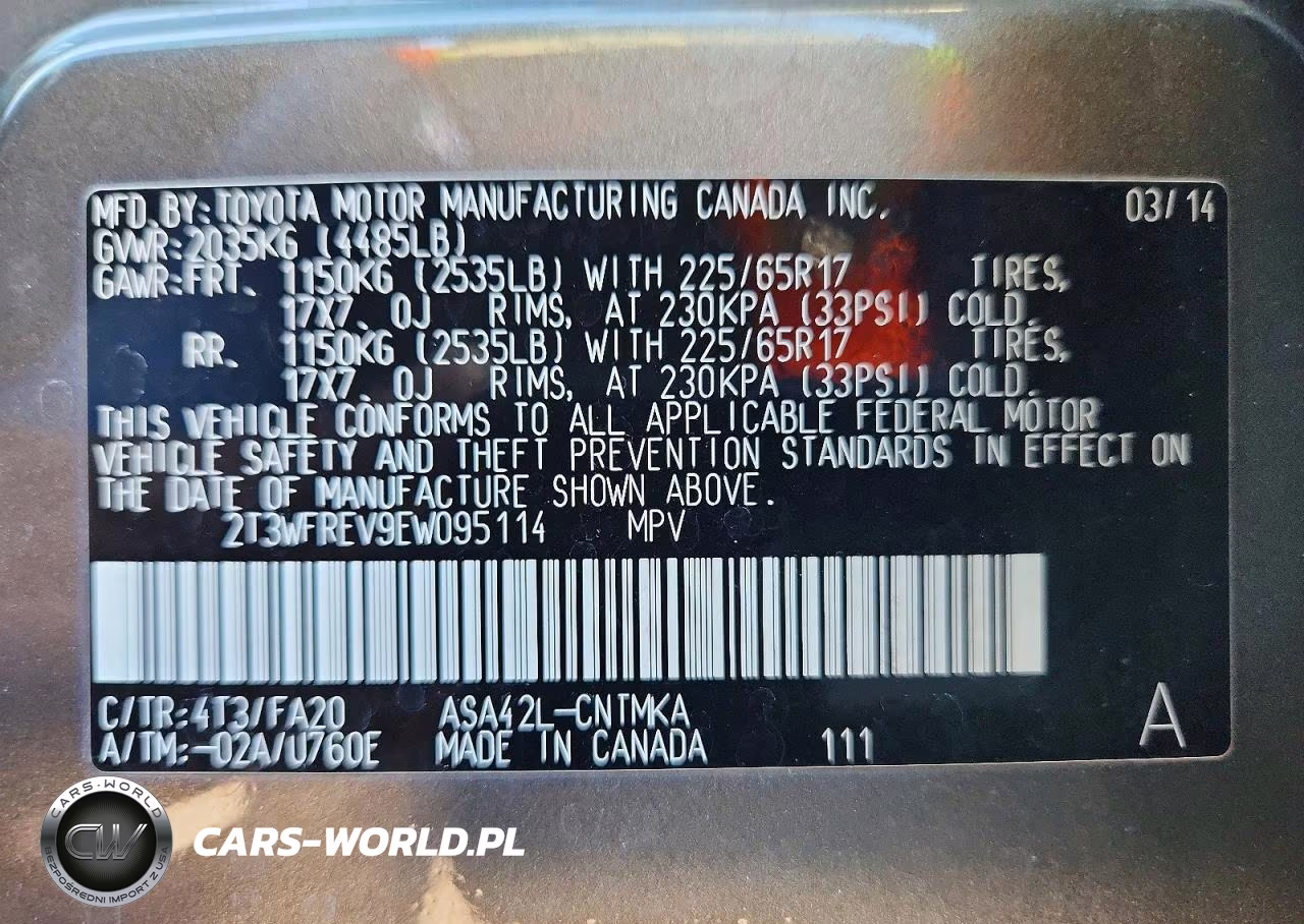 2014 Toyota Rav4 Xle VIN:2T3WFREV9EW095114 - 13