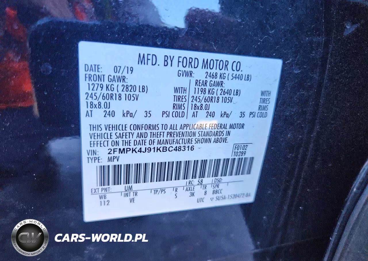 2019 Ford Edge Sel VIN:2FMPK4J91KBC48316 - 14