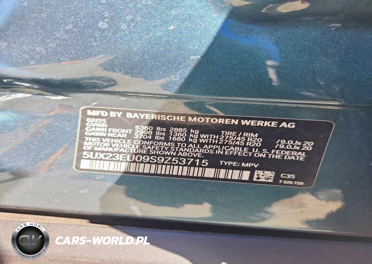 2025 BMW X5 xDrive40I VIN:5UX23EU09S9Z53715 - 13