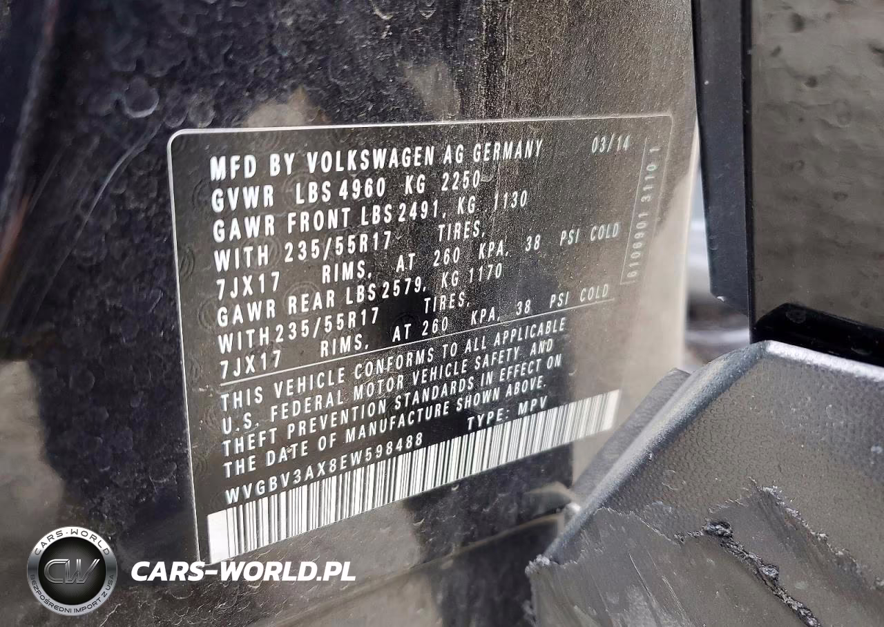 2014 Volkswagen Tiguan S VIN:WVGBV3AX8EW598488 - 14