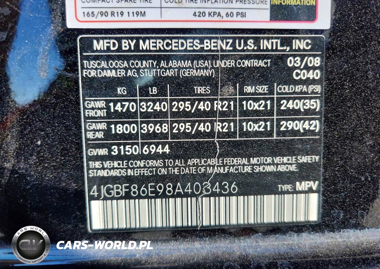 2008 Mercedes-Benz Gl 550 4Matic VIN:4JGBF86E98A403436 - 13