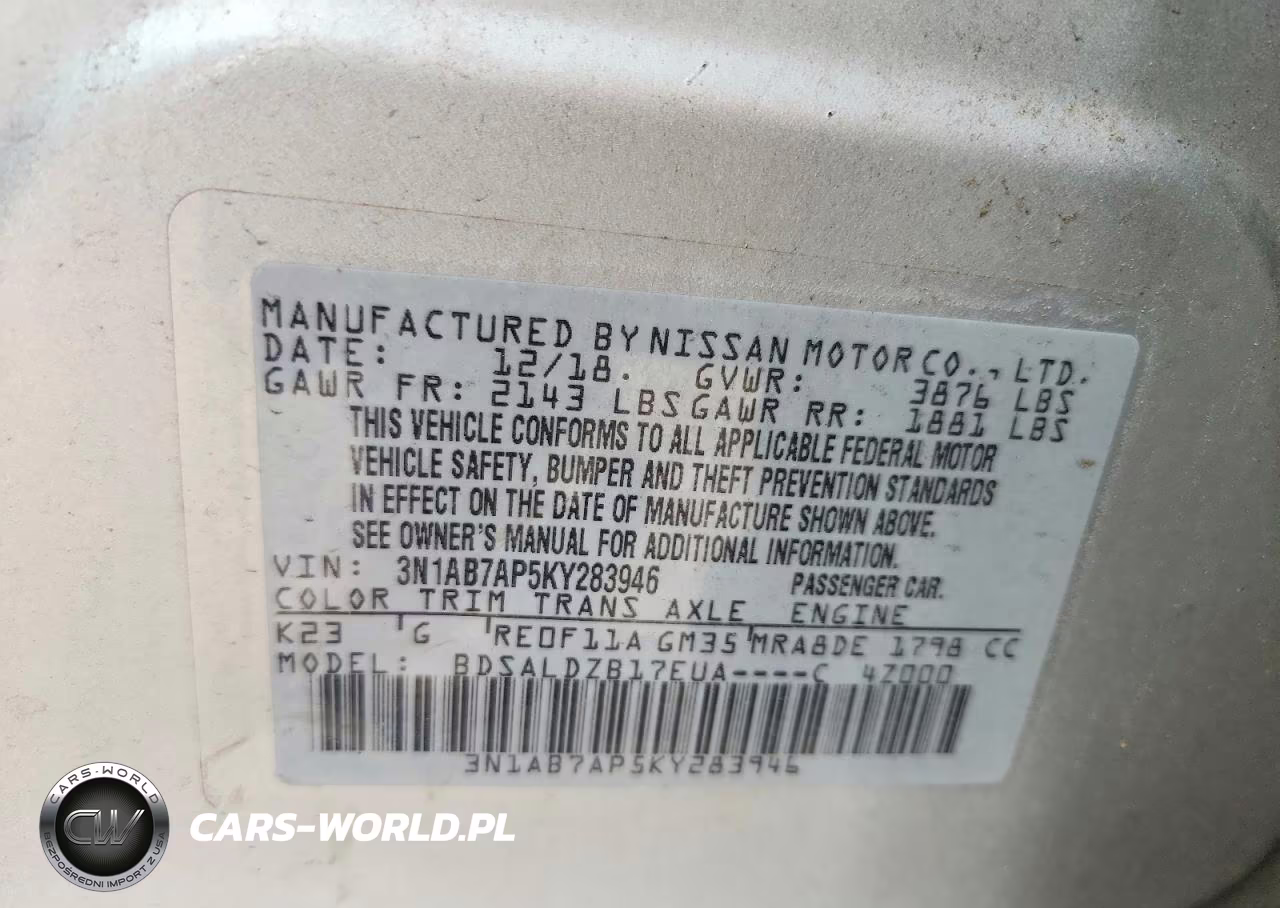 2019 Nissan Sentra Sv VIN:3N1AB7AP5KY283946 - 13