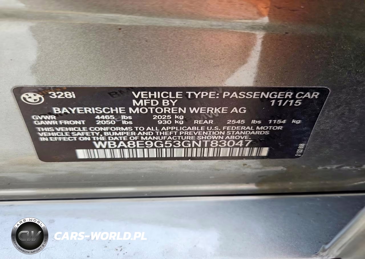 2016 BMW 328 I Sulev VIN:WBA8E9G53GNT83047 - 13
