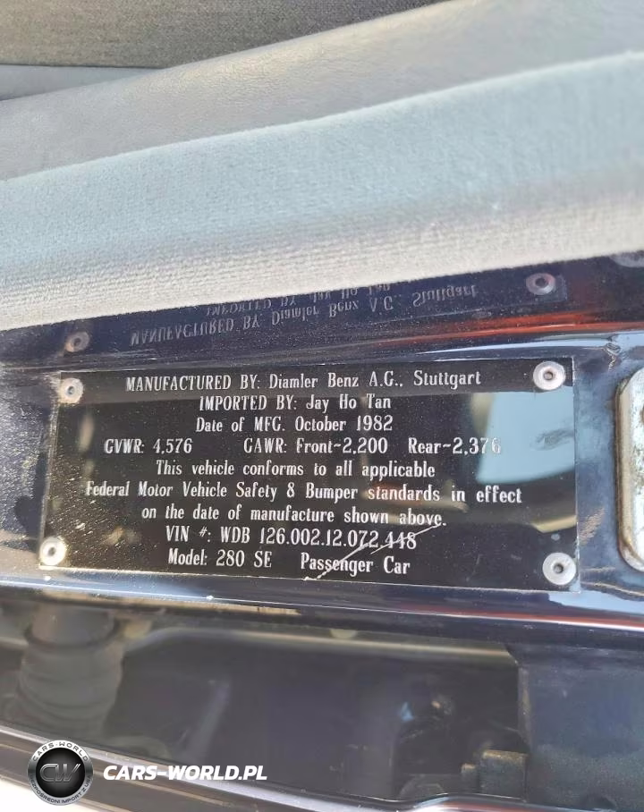 1982 Mercedes-Benz 380-Class VIN:WDB12602212072448 - 12