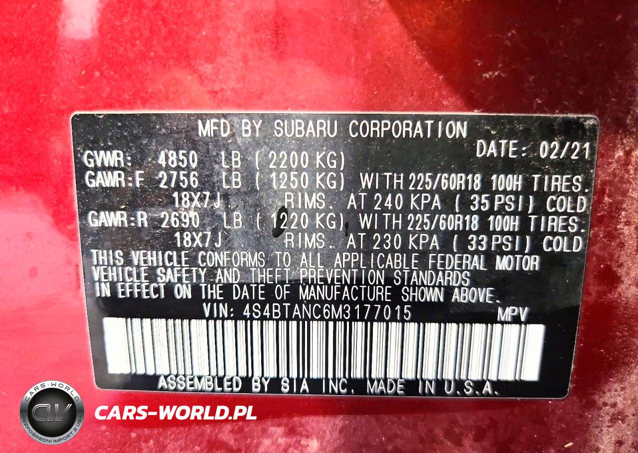 2021 Subaru Outback Limited VIN:4S4BTANC6M3177015 - 13