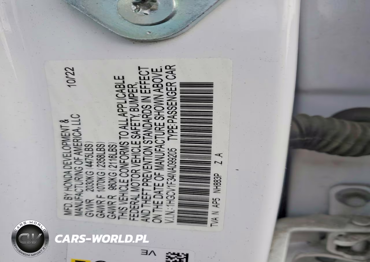 2022 Honda Accord Sport VIN:1HGCV1F34NA099205 - 12