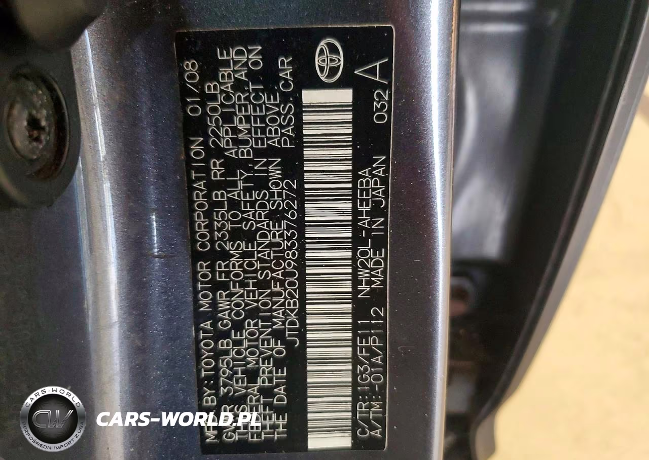 2008 Toyota Prius Base VIN:JTDKB20U983376272 - 12