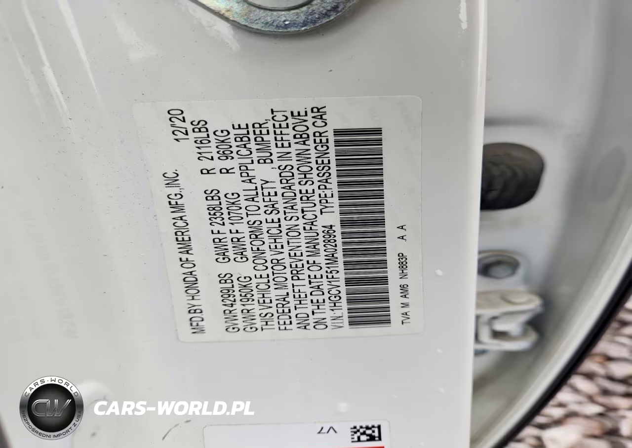 2021 Honda Accord Exl VIN:1HGCV1F51MA028964 - 12