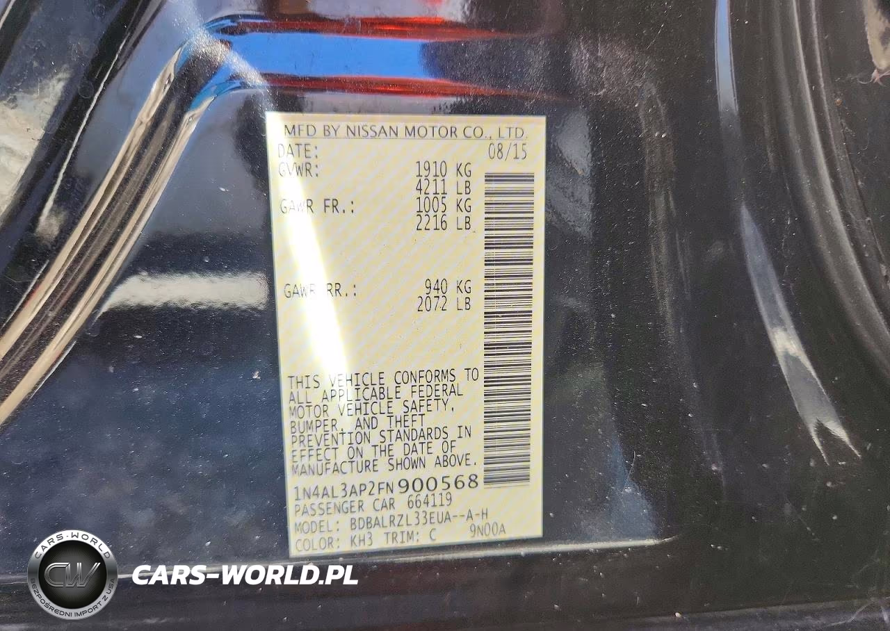 2015 Nissan Altima 2.5 Sl VIN:1N4AL3AP2FN900568 - 12