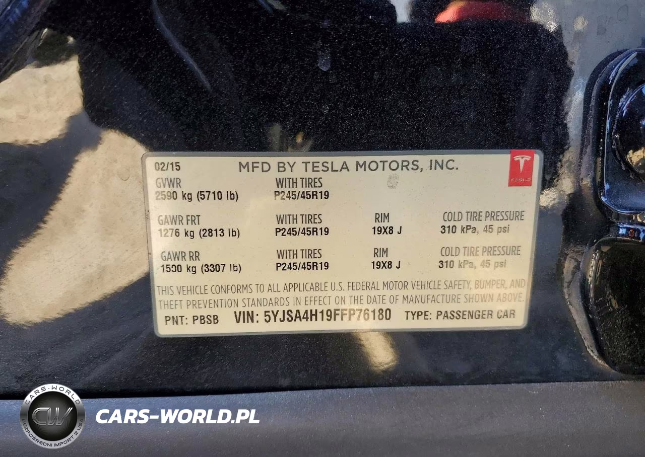 2015 Tesla Model S 85 VIN:5YJSA4H19FFP76180 - 12