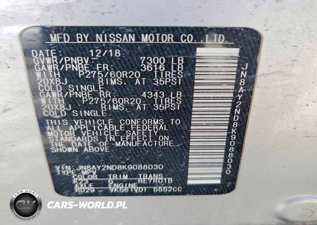 2019 Nissan Armada Sl VIN:JN8AY2ND8K9088030 - 13