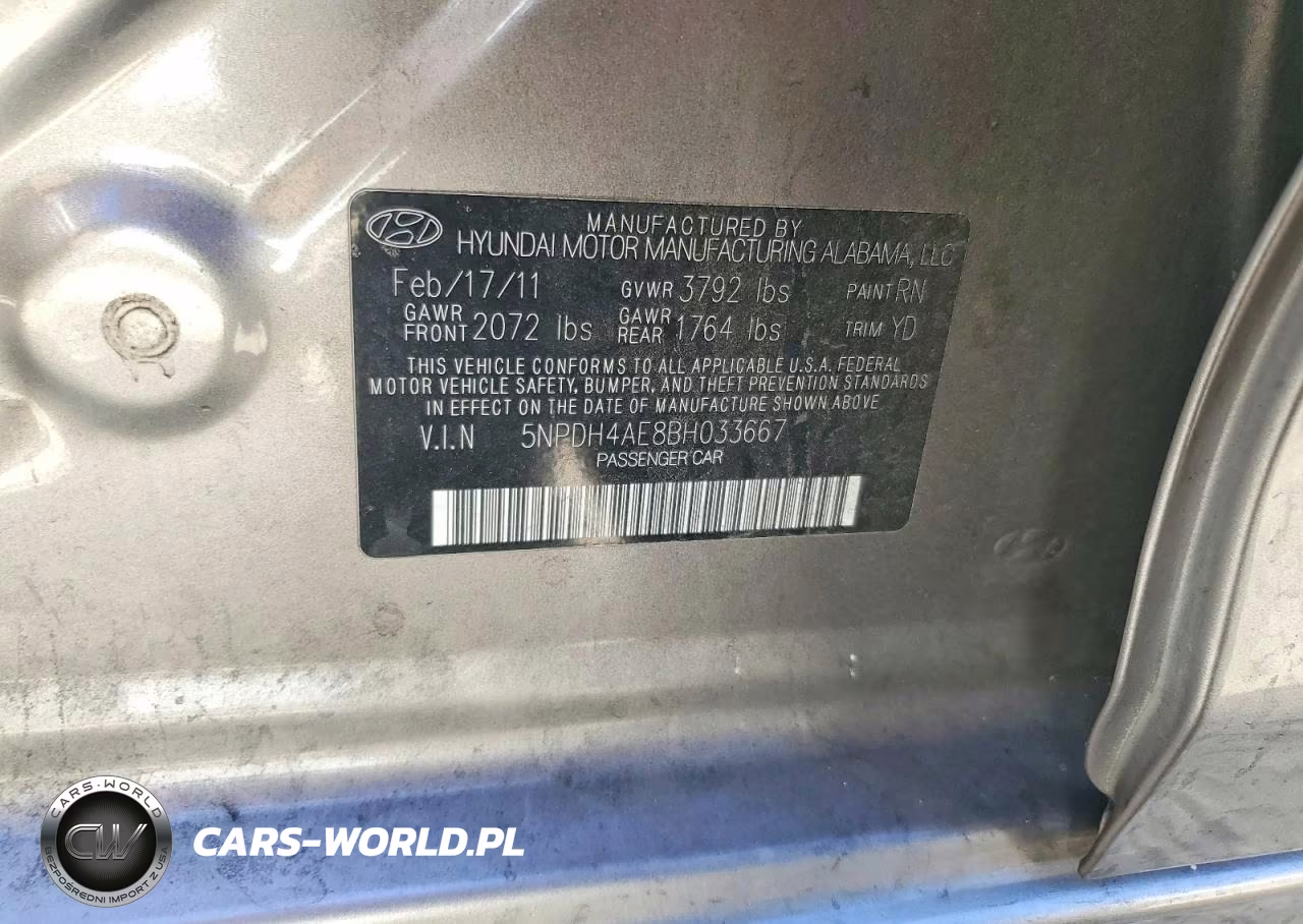 2011 Hyundai Elantra Gls VIN:5NPDH4AE8BH033667 - 12