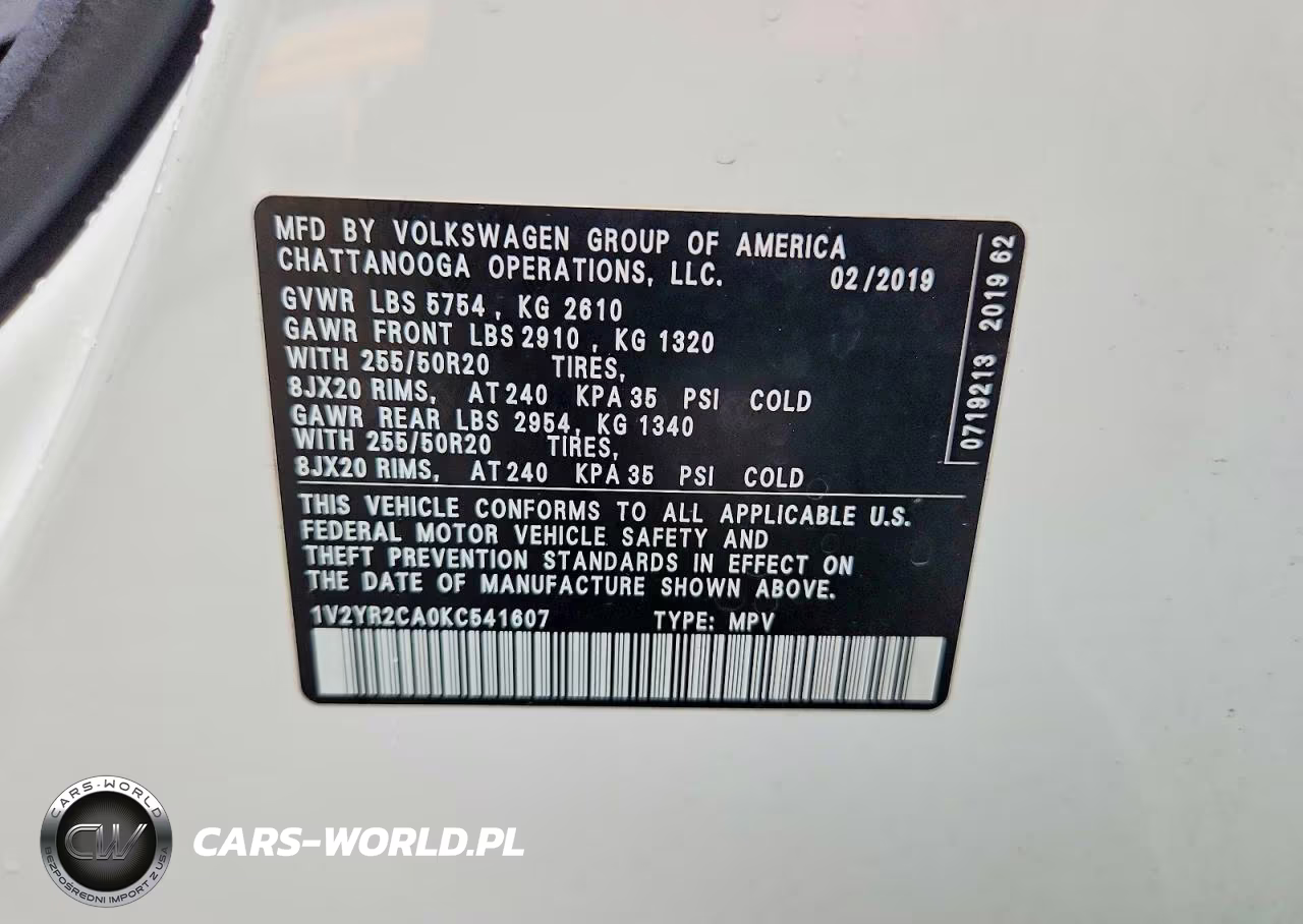 2019 Volkswagen Atlas Se VIN:1V2YR2CA0KC541607 - 13