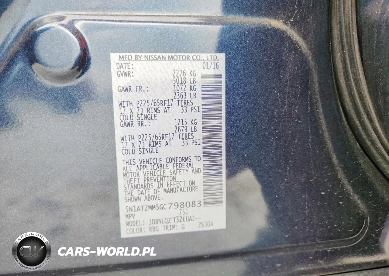 2016 Nissan Rogue Sv VIN:5N1AT2MM5GC798083 - 14