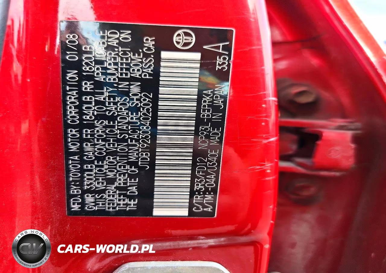 2008 Toyota Yaris Base VIN:JTDBT923084025092 - 12