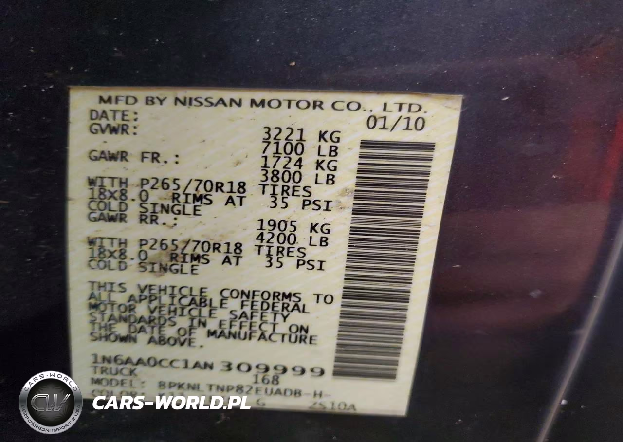 2010 Nissan Titan Se VIN:1N6AA0CC1AN309999 - 12