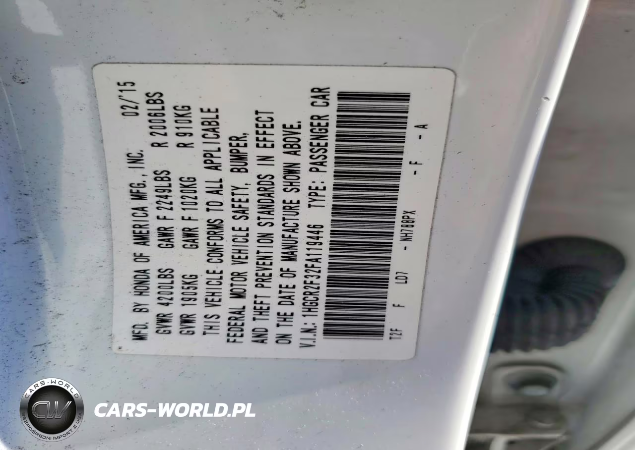 2015 Honda Accord Lx VIN:1HGCR2F32FA119446 - 12