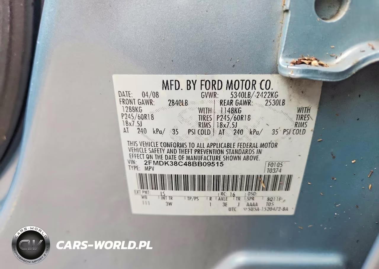 2008 Ford Edge Sel VIN:2FMDK38C48BB09515 - 13