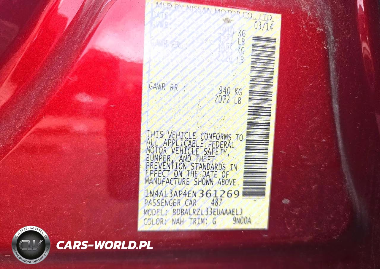 2014 Nissan Altima 2.5 S VIN:1N4AL3AP4EN361269 - 12