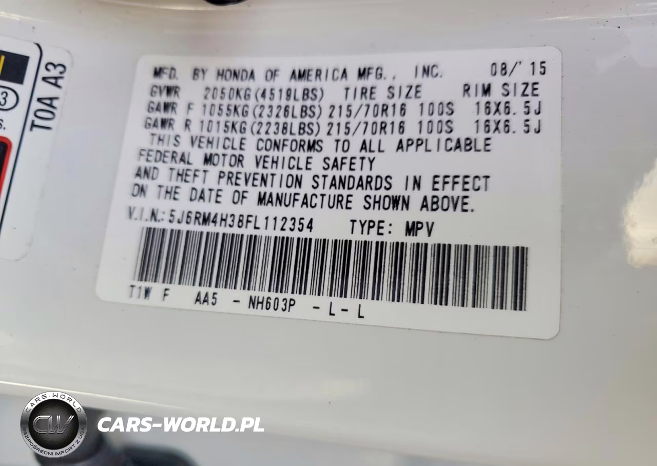 2015 Honda Cr-V Lx VIN:5J6RM4H38FL112354 - 14