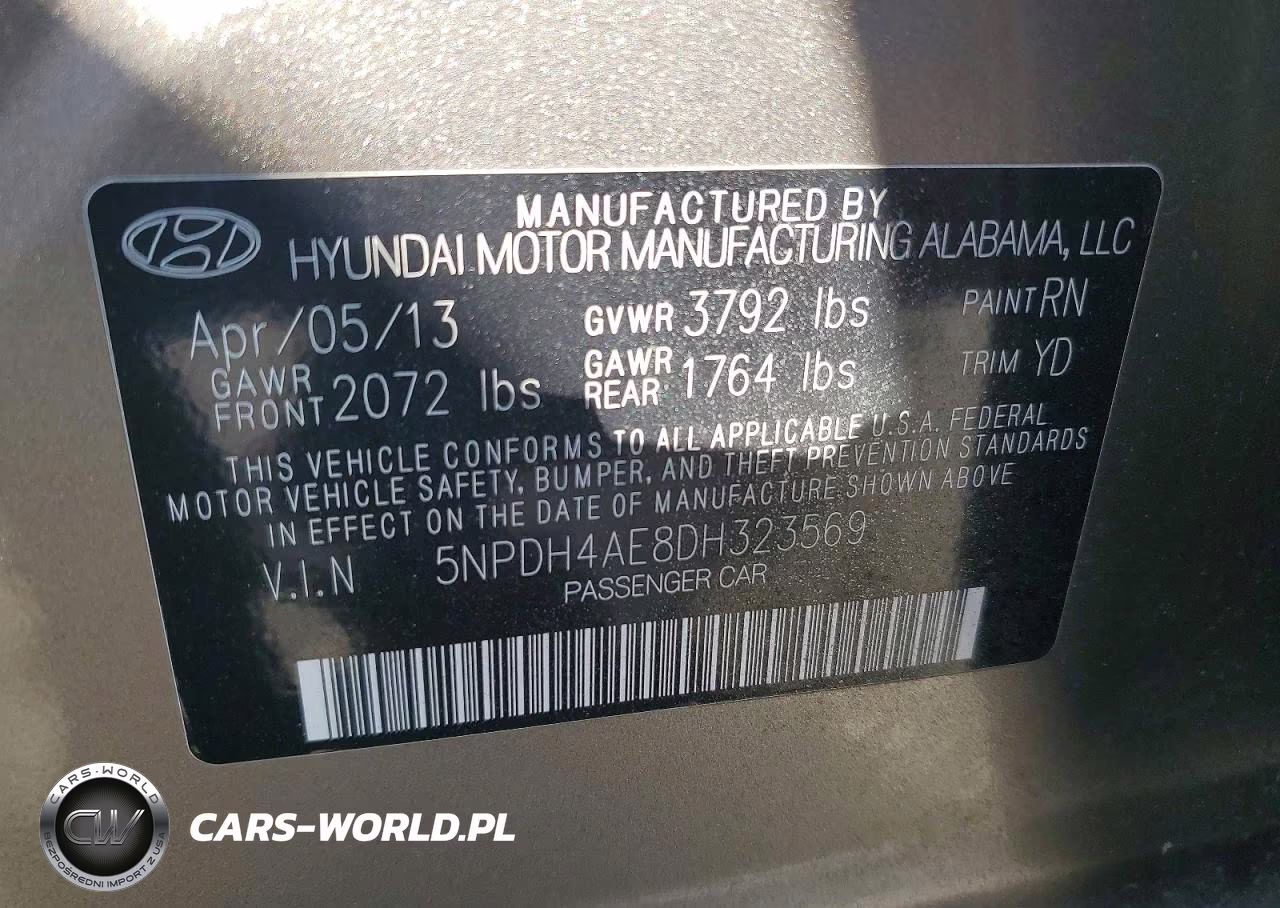 2013 Hyundai Elantra Limited VIN:5NPDH4AE8DH323569 - 13