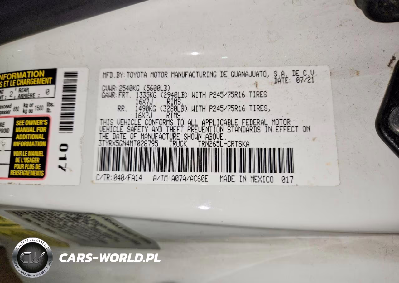 2021 Toyota Tacoma Sr VIN:3TYRX5GN4MT028795 - 12