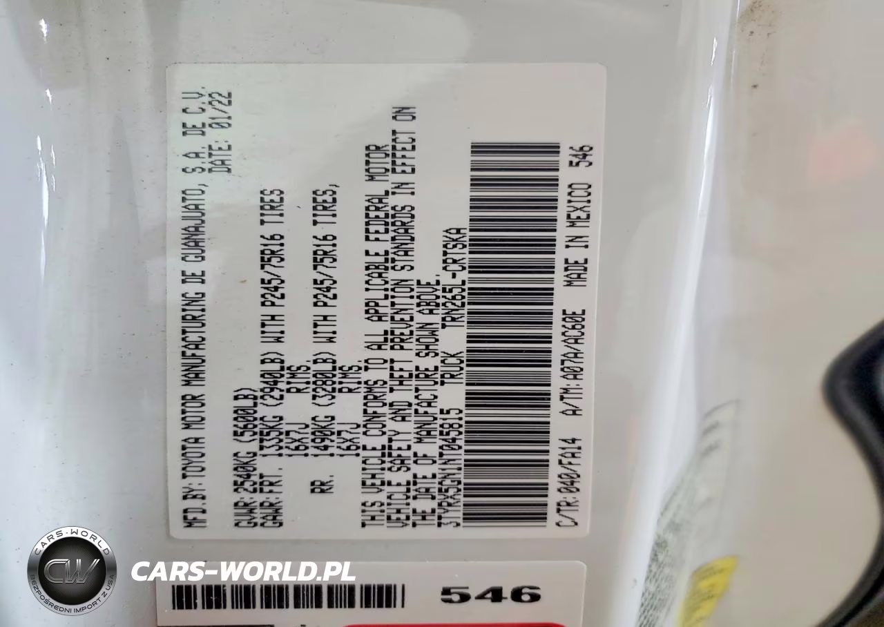 2022 Toyota Tacoma Sr VIN:3TYRX5GN1NT045815 - 12