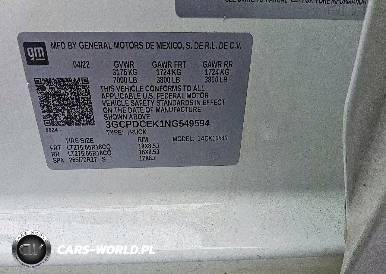 2022 Chevrolet Silverado K1500 Trail Boss Custom VIN:3GCPDCEK1NG549594 - 12
