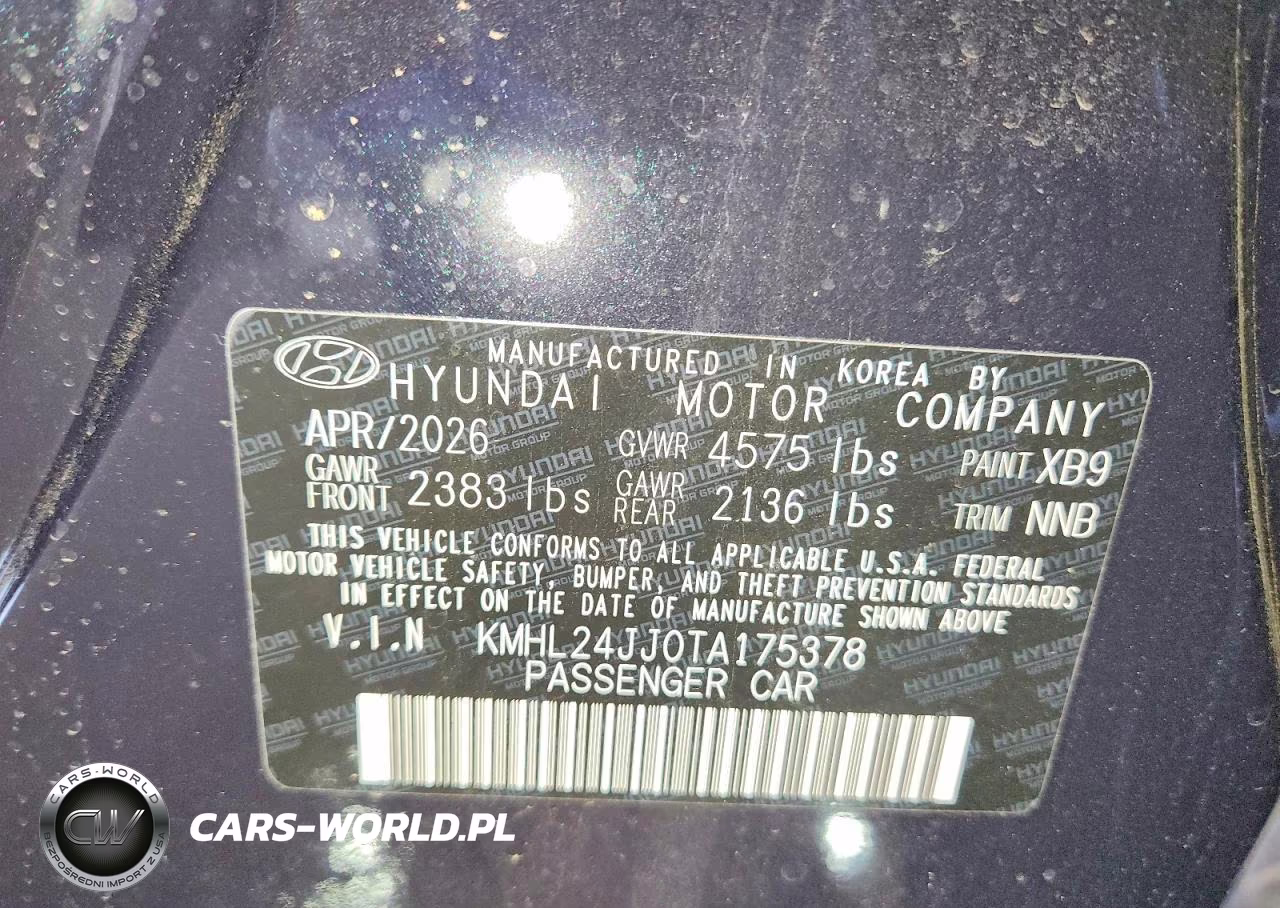 2026 Hyundai Sonata Hybrid Blue VIN:KMHL24JJ0TA175378 - 12