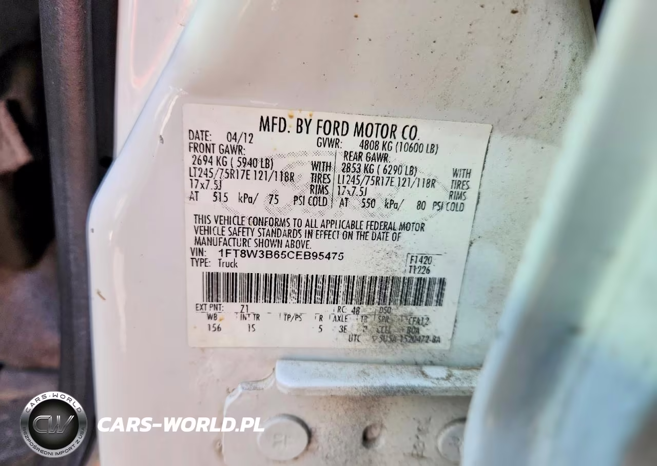 2012 Ford F350 Super Duty VIN:1FT8W3B65CEB95475 - 13