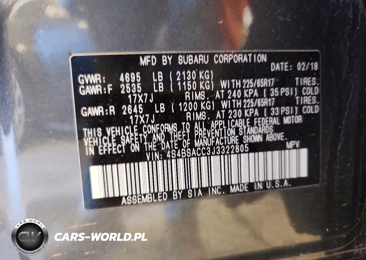 2018 Subaru Outback 2.5I Premium VIN:4S4BSACC3J3322805 - 13