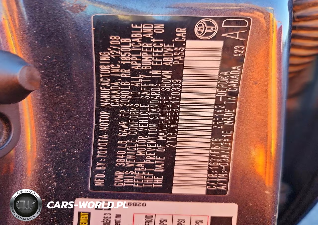 2009 Toyota Corolla Le VIN:2T1BU40E59C170339 - 12