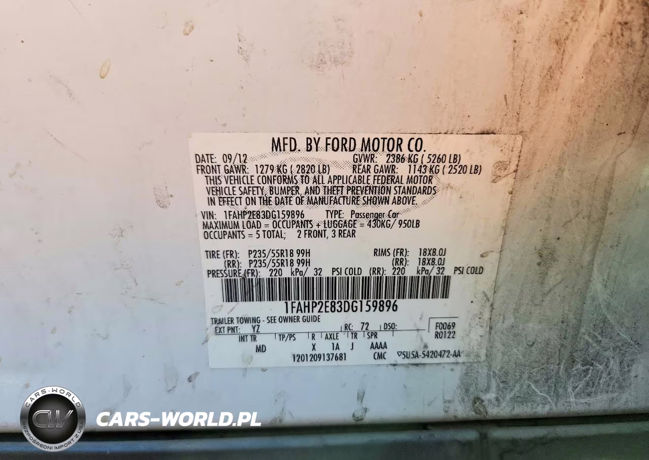 2013 Ford Taurus Sel VIN:1FAHP2E83DG159896 - 12