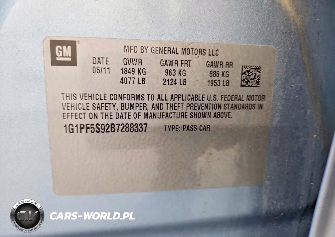 2011 Chevrolet Cruze Lt VIN:1G1PF5S92B7288337 - 12