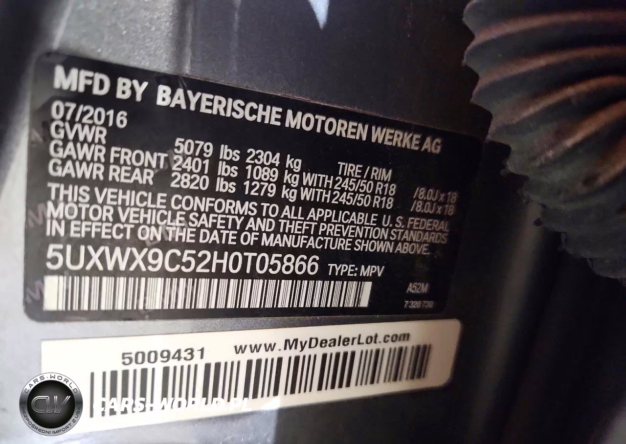 2017 BMW X3 xDrive28I VIN:5UXWX9C52H0T05866 - 13