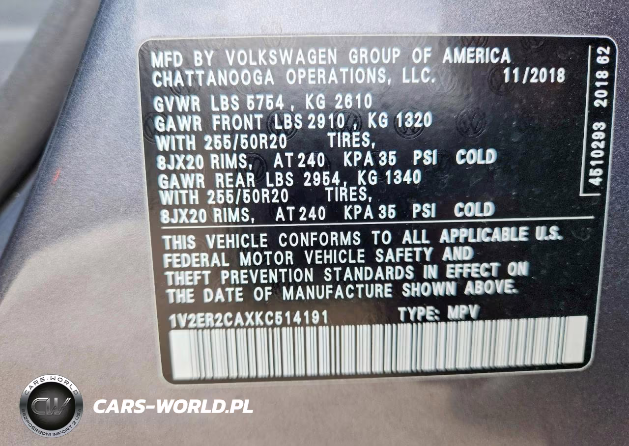 2019 Volkswagen Atlas VIN:1V2ER2CAXKC514191 - 13