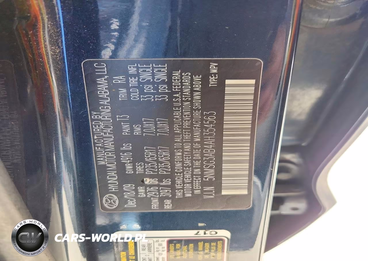 2010 Hyundai Santa Fe Gls VIN:5NMSG3AB4AH354563 - 13