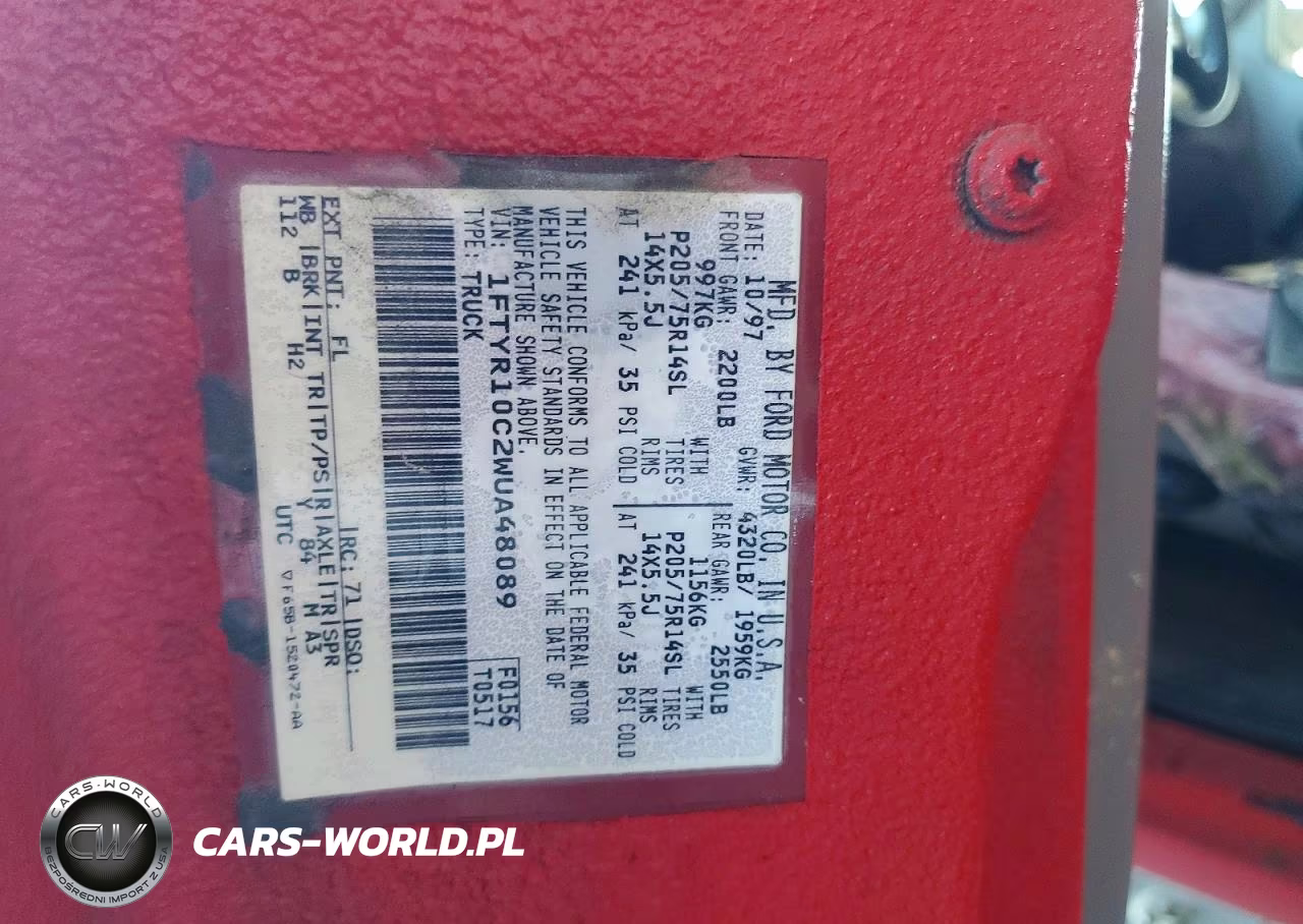 1998 Ford Ranger VIN:1FTYR10C2WUA48089 - 12