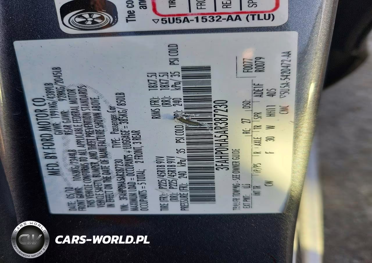 2010 Ford Fusion Se VIN:3FAHP0HA5AR387230 - 13
