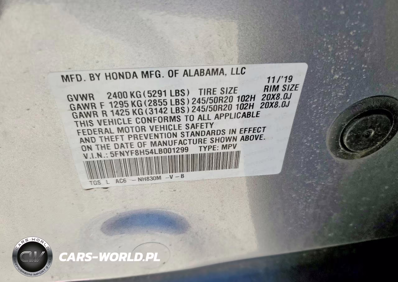 2020 Honda Passport Exl VIN:5FNYF8H54LB001299 - 13